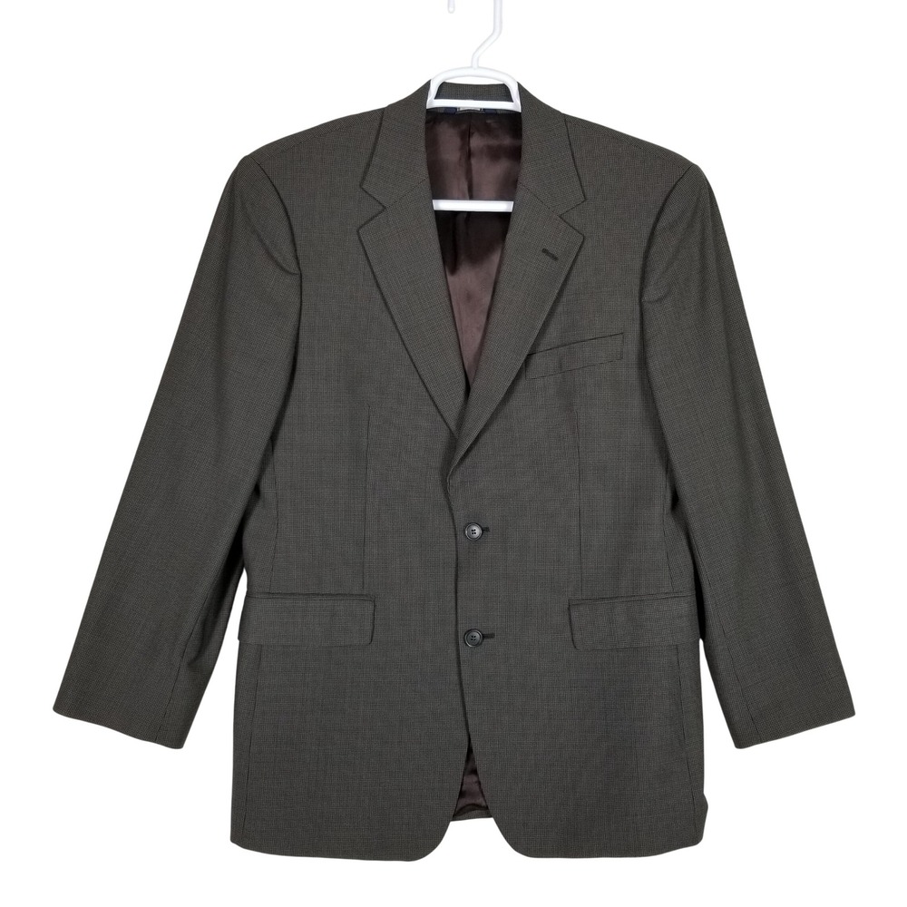 Brooks Brothers 346 Sport Coat Men 40R Brown Micro Check Wool Stretch Blazer